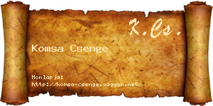 Komsa Csenge névjegykártya